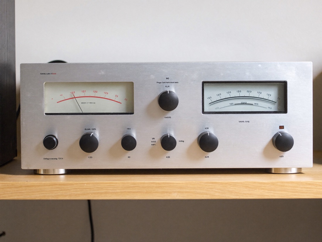 Amplificatore integrato vintage con frontale in alluminio spazzolato