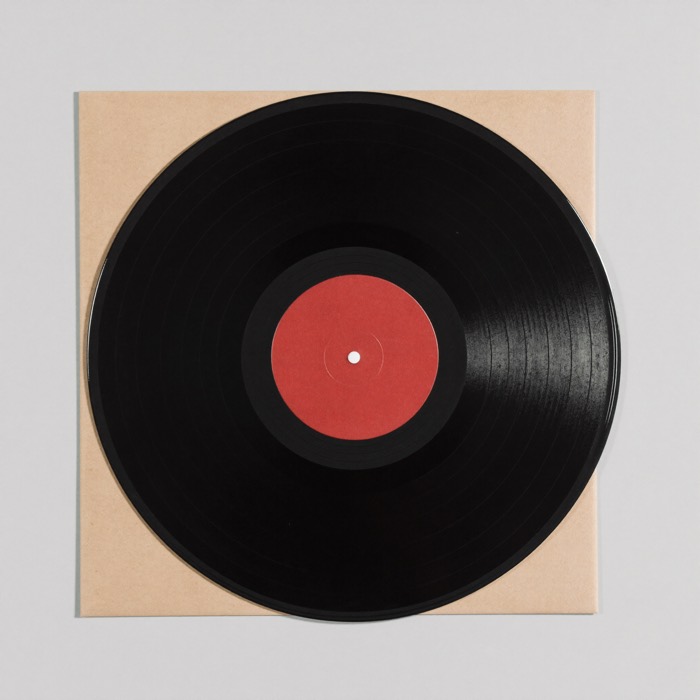 Disco in vinile con etichetta neutra, fotografia di riferimento