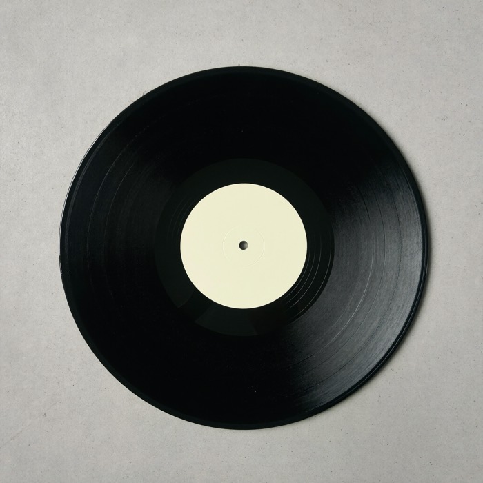 Disco in vinile con etichetta neutra, fotografia di riferimento