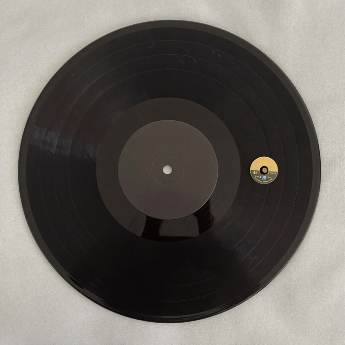 Disco in vinile con etichetta neutra, fotografia di riferimento